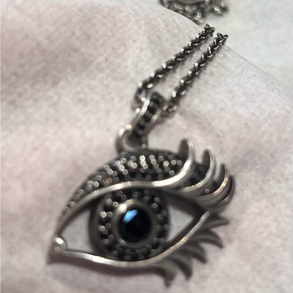 **SOLD**Stephen Webster Black Sapphires and Sterling Silver Eye Necklace